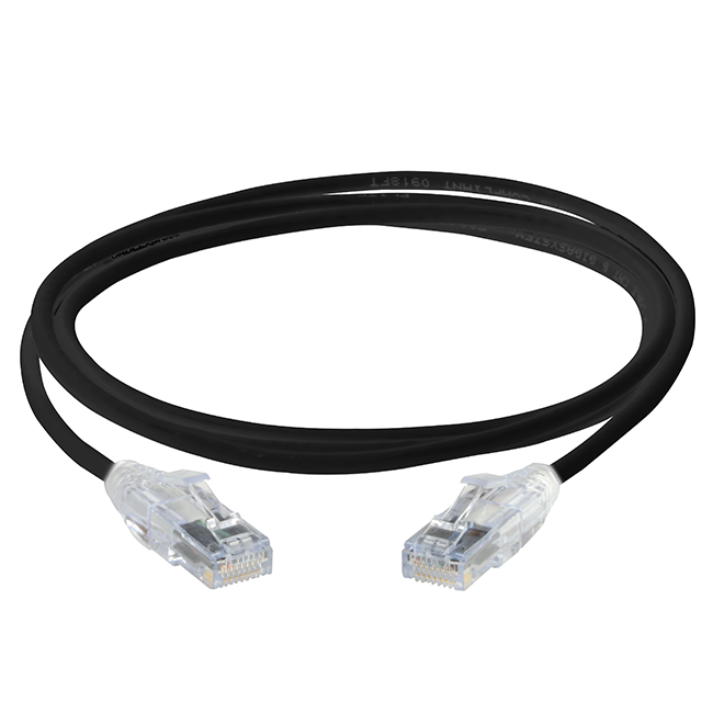 300772-5FT-CABLExpress-MINI-CAT6-RJ45RJ45-568B-SLIM-CLEAR-BOOT-Black-CABLE