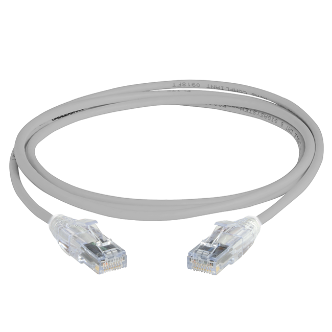 300772-5FT-CABLExpress-MINI-CAT6-RJ45RJ45-568B-SLIM-CLEAR-BOOT-Grey-CABLE
