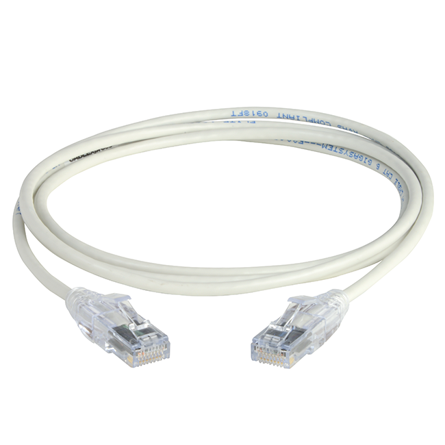 300772-5FT-CABLExpress-MINI-CAT6-RJ45RJ45-568B-SLIM-CLEAR-BOOT-White-CABLE