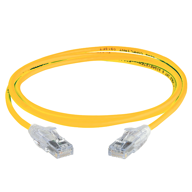 300772-5FT-CABLExpress-MINI-CAT6-RJ45RJ45-568B-SLIM-CLEAR-BOOT-Yellow-CABLE
